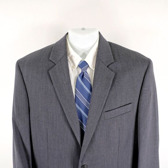Calvin Klein Wool Gray 2 Button 2 Piece Suit 42L 36/32 High Rise Flat Front Part - Picture 3 of 16